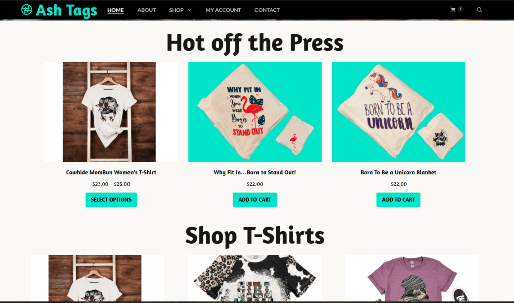 Shop Ash Tags - Website by Tbone Jones Solutions